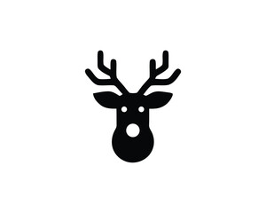 Fierce Deer head silhouette with antlers