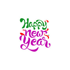 Colorful happy new year text design isolated on white background