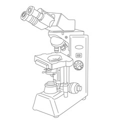 Science of  hand drawn vector Microscope outline.