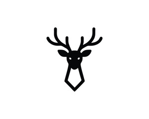 Deer head with necktie vector badge