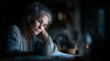 Contemplation at dawn in a cozy kitchen during a quiet moment