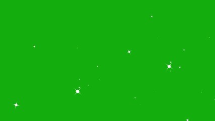 Twinkling glowing white cartoon star particles sparkle animation with glitter dust trails and shining light motion, 2D flat vector twinkle background on green, seamless 4K video loop - Powered by Adobe