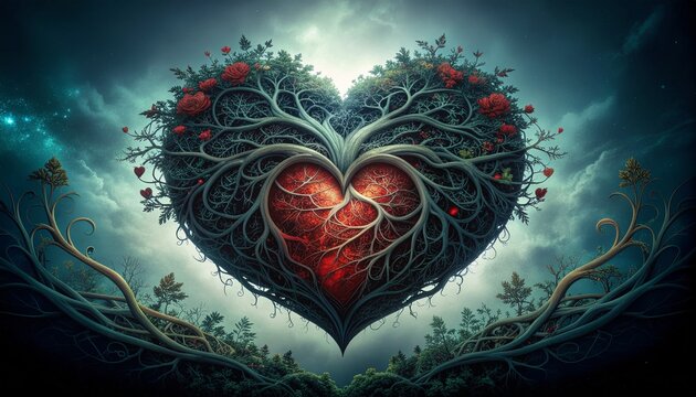 Enchanting Heart of Nature A Majestic Emblem of Love and Growth in the Sky