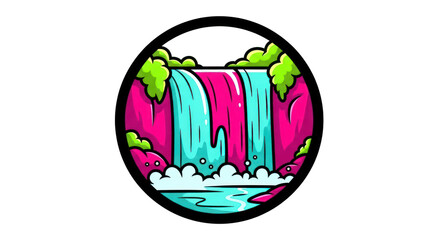 Colorful Waterfall Cartoon