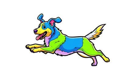 Colorful Cartoon Dog Running