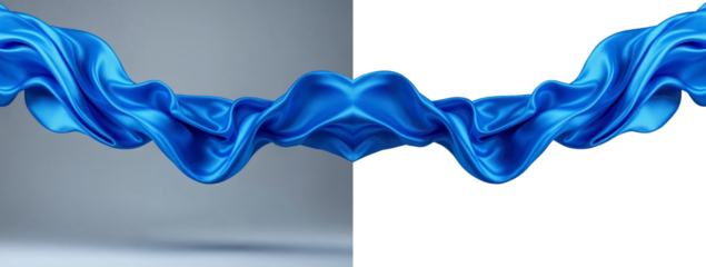 Abstract Blue Silk Cloth Flowing Over a Gradient Background - Graphic Design Elements