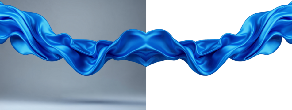 Abstract Blue Silk Cloth Flowing Over a Gradient Background - Graphic Design Elements