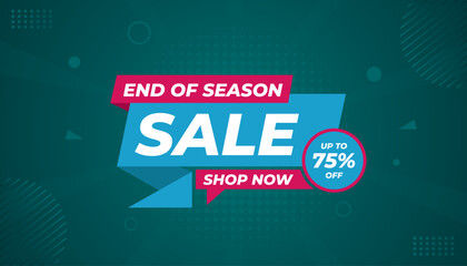 Fototapeta premium End Of Season Sale banner. Season offer price label design. Product discount festival tag design. Season Super Sale banner template. Flat sale Vector Illustration.