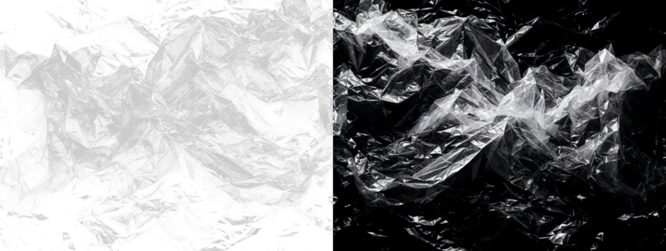 Abstract Black and White Mountainous Landscape with Ripples and Reflections - Artistic Digital Illustration