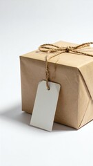 Gift packaging with a blank tag for personalization.