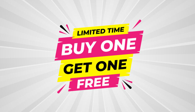 Buy one get one free. Online shop discount sale background for buy 1 get 1, Special Discount marketing poster design for web and Social. sale banner vector template Design.