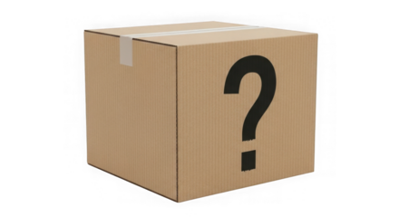 Cardboard Mystery Box With Question Mark On Black Background