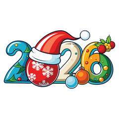 Festive 2026 New Year's Design with Christmas Decorations