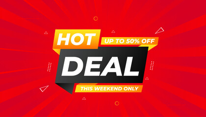 Hot Deal offer banner template. Online shop discount sale background, Special Discount marketing poster design for web and Social. sale banner vector template.
