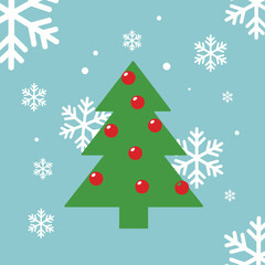 Christmas Tree with Snowflakes Background