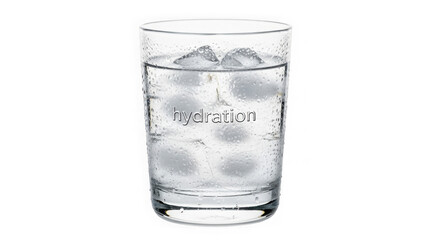 Hydration Cold Water Glass With Ice Cubes On Black Background