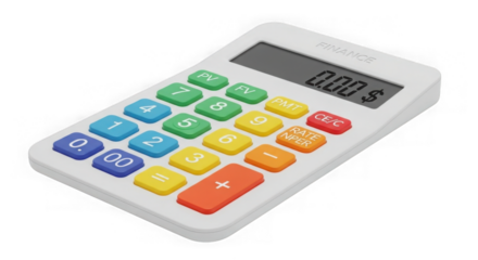 Modern Financial Calculator With Colorful Keys On Black