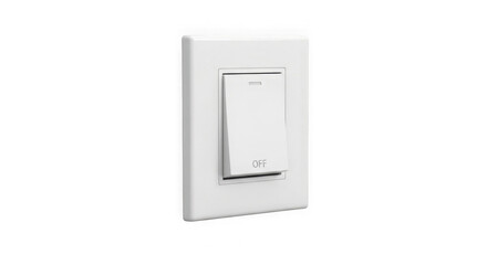 Modern White Light Switch In Off Position On Black Background