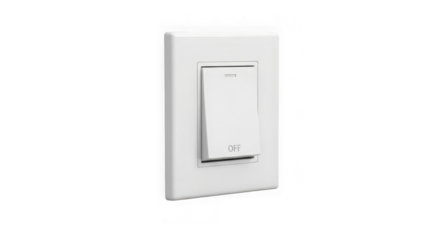 Modern White Light Switch In Off Position On Black Background