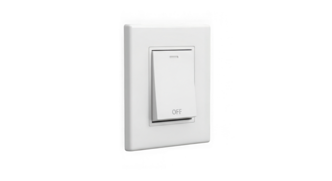 Modern White Light Switch In Off Position On Black Background
