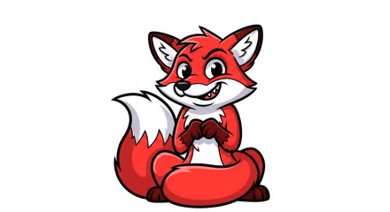 Cartoon Fox Character with Red Background