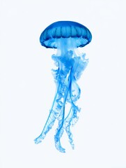 Vibrant Blue Watercolor Jellyfish Abstract Art
