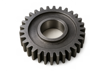 Metal gear mechanism for industry and engineering concepts, representing teamwork, connection, and success on transparent background