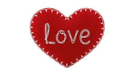 Red Felt Heart With Love Text Stitched On Black