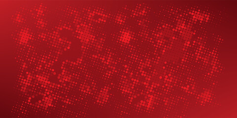 Red diagonal geometric shape with halftone. Modern fiber textured vector.