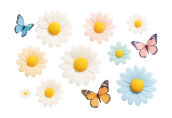 Charming faux daisies and butterflies, ideal for a child's playroom in any home.