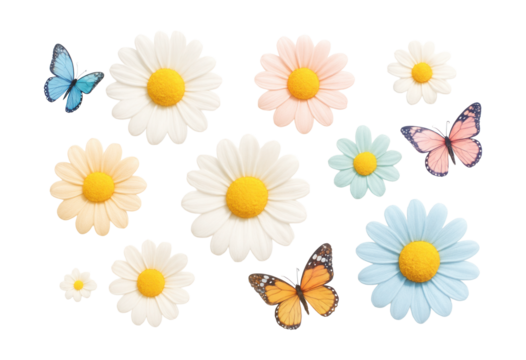 Charming faux daisies and butterflies, ideal for a child's playroom in any home.