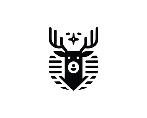 Deer emblem badge in flat style