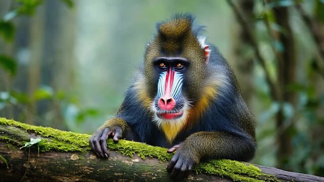 mandrill monkey at the wild central africa video