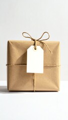 Decorative gift box wrapped in brown paper.