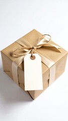 Elegant gift box with blank tag for personalization.