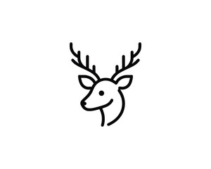 Deer head outline with antlers drawing