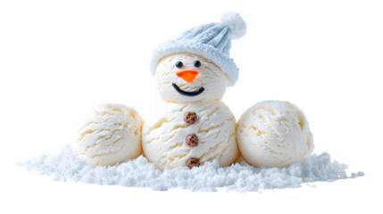 Ice Cream Snowman, isolated on transparent background