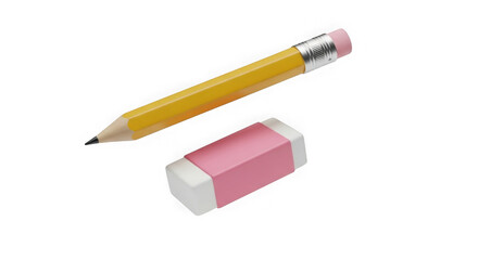 Yellow Pencil And Pink Eraser Isolated On Black Background