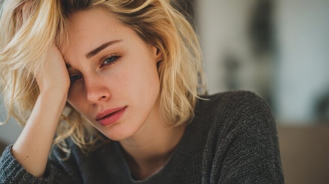 Blonde woman feeling down post divorce