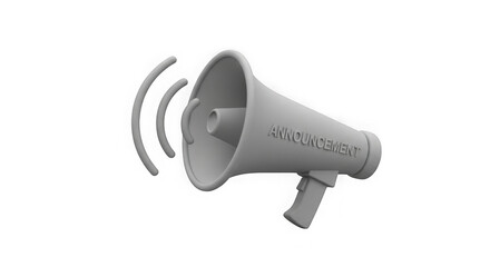 3d Megaphone With Announcement Text And Sound Waves