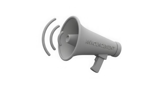 3d Megaphone With Announcement Text And Sound Waves