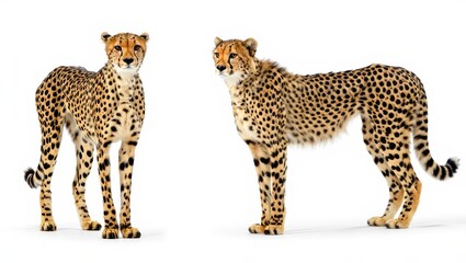 Two Majestic Cheetahs Standing Side by Side