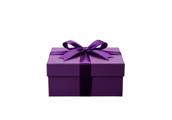 Elegant purple gift box tied with ribbon present