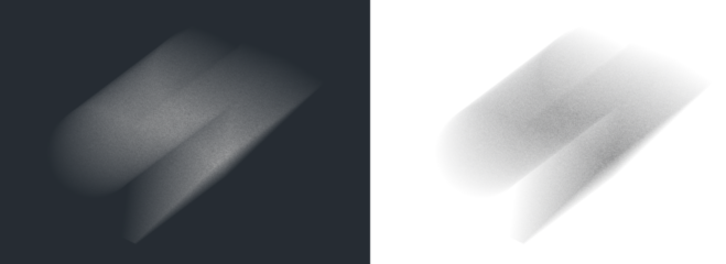 diagonal grainy light form drifts through dark space creating a textured noisy haze with subtle