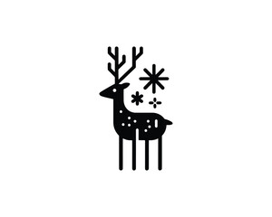Christmas reindeer with snowflakes icon