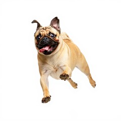 Excited Pug Jumping in Mid-Air - Happy Dog Portrait