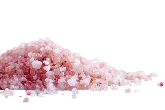Pink Himalayan salt pile on black background