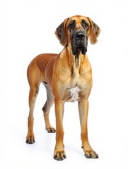 Loyal and Alert Leonberger Dog Portrait on White Background