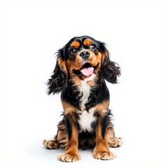 Happy Cavalier King Charles Spaniel Sitting and Smiling