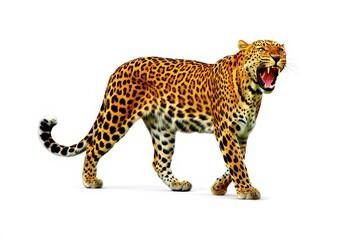 Roaring Jaguar - Powerful Wildlife Portrait on White Background